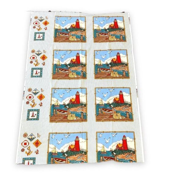 Sailboat Lighthouse‎ Ocean Fabric Classic Cottons FCI Nautical Island 199… - Picture 1 of 7